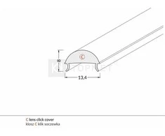 Bikuva.lt LED juostos profilio dangtelis C CLICK, skaidrus, 2m