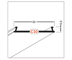 LED juostos profilio dangtelis C10, juodas, 3m