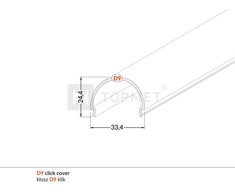 LED juostos profilio dangtelis D9 CLICK, baltas, 2m
