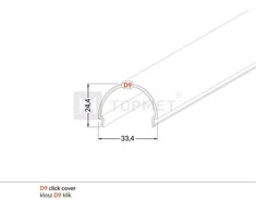 Bikuva.lt LED juostos profilio dangtelis D9 CLICK, baltas, 2m