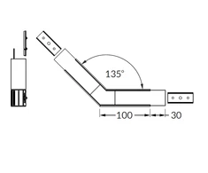 LED juostos profilio VARIO30-02 135 laipsnių kampinis sujungimas, anoduotas aliuminis