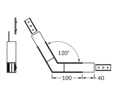 LED juostos profilio VARIO30-02 kampinis sujungimas 120 laipsnių, juodas.