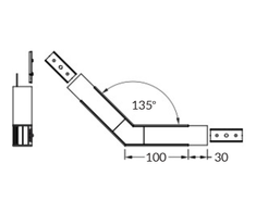 LED juostos profilio VARIO30-02 kampinis sujungimas 135 laipsnių, juodas.