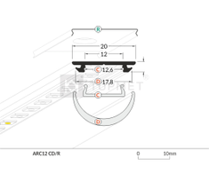 LED juostos profilis ARC12 CD/U5, baltas, 2m