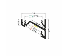 Bikuva.lt LED juostos profilis CORNER14 EF/TY, baltas, 2m