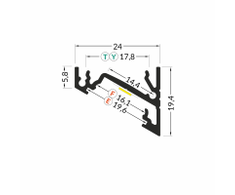 LED juostos profilis CORNER14, neanoduotas aliuminis, 2m