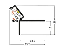 Bikuvalt LED juostos profilis GLOW12 DOWN A1C, anoduotas aliuminis, 2m