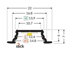 Bikuva.lt LED juostos profilis GROOVE10.V2 A1C/U, juodas, 2m