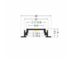 Bikuvalt LED juostos profilis GROOVE14 EF/TY, juodas, 2m