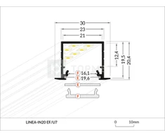 Bikuva.lt LED juostos profilis LINEA-IN20 EF/U7, juodas, 2m
