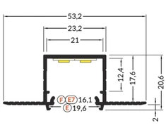 LED juostos profilis LINEA-IN20 TRIMLESS EF, baltas, 2m