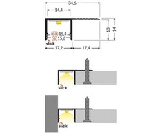LED juostos profilis PLANE14 SIDE, baltas, 2m