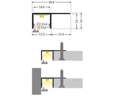 LED juostos profilis PLANE14 SIDE, baltas, 2m