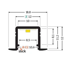 LED juostos profilis SMART-IN10 AC2/Z, baltas, 1m