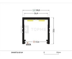 Bikuva.lt LED juostos profilis SMART16 BC3/U4, juodas, 2m