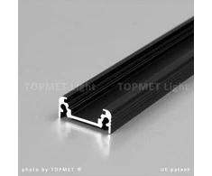 LED juostos profilis SURFACE10 BC/UX, juodas, 2m