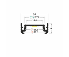 LED juostos profilis SURFACE14, neanoduotas aliuminis, 2m