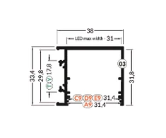 Bikuva.lt LED juostos profilis VARIO30-03 ACDE-9/TY, juodas, 3m