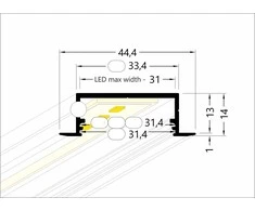 Bikuvalt LED juostos profilis VARIO30-06 ACDE-9/U9, anoduotas aliuminis, 2m