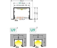 Bikuvalt LED juostos profilis VARIO30-07 ACDE-9/U9, anoduotas aliuminis, 2m