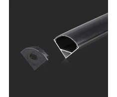 V-tac LED kampinis profilis, juodas, 2m, su dangteliu ir montavimo priedais
