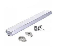 LED kampinis profilis N01, anoduoto sidabro sp., 2m, su dangteliu ir užbaigimais