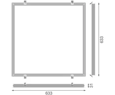 LED panelės įleidžiamo montavimo rėmelis PL ECO, baltas, 60 x 60cm