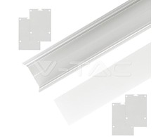 V-tac LED paviršinis profilis, baltas, 2m, su dangteliu ir montavimo priedais