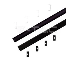 V-tac LED paviršinis profilis, juodas, 2m, su dangteliu ir montavimo priedais