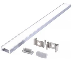 LED paviršinis profilis P01, anoduoto sidabro sp., 2m, su dangteliu ir užbaigimais