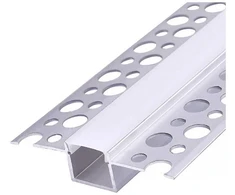 LED užglaistomas profilis KG01, anoduoto sidabro sp., 2m, su dangteliu ir užbaigimais
