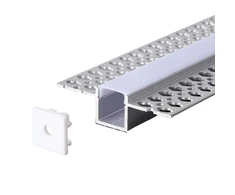 V-tac LED užglaistomas profilis su dangteliu ir užbaigimais, sidabro sp., 2m