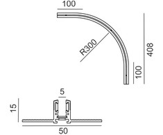 Lenktas magnetinės sistemos PICO_LINE bėgelis, 24V, juodas, R300mm