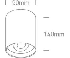 Lubinis šviestuvas 10W LED cilindro formos šviestuvas, baltas, 3000K, 12110D/W/W