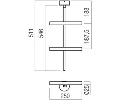 Lubinis šviestuvas 14,6W LED paviršinis šviestuvas PRAXI, juodos/kavos sp., 2700K, dimeriuojamas, 01-4271