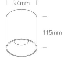 Lubinis šviestuvas 20W LED cilindro formos šviestuvas, juodas, 3000K, 12120Z/B/W