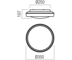 24W LED paviršinis šviestuvas ARCA, baltas/dūmų sp., 3000/4000K, IP44, 01-3796
