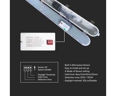 V-tac 36W LED šviestuvas T8, 120cm, 6500K, pieno sp. dangteliu, su mikrobangų judesio jutikliu