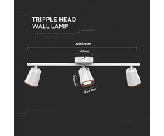 Lubinis šviestuvas V-tac 3x5W LED paviršinis šviestuvas, baltas, 3000K