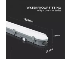 Lubinis šviestuvas V-tac 48W LED šviestuvas T8, 150cm, 4000K, IP65, pieno spalvos dangtelis