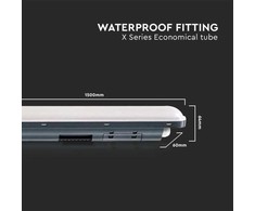 V-tac 48W LED šviestuvas X-SERIES, 150cm, juodu korpusu, 6500K, IP65