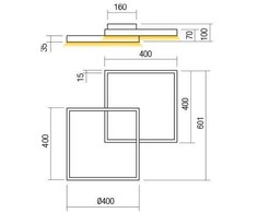 Lubinis šviestuvas 62W LED paviršinis šviestuvas FEBE, matinės aukso sp., 3000K, dimeriuojamas, 01-2859