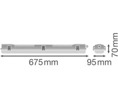 Lubinis šviestuvas Ledvance LED T8 šviestuvas GEN 3, 2xG13, 675 mm