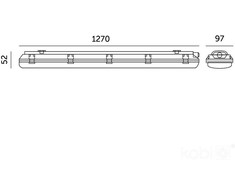 Linijinis šviestuvas G2, pilkas, su 2x LED T8 18W 120cm 6500K lempomis, IP65
