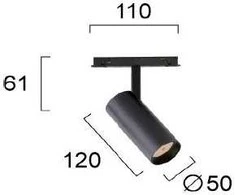Pakabinamas šviestuvas 10W LED akcentinis šviestuvas į magnetines sistemas VIOKEF MAGNETIC, juodas, 3000/4000/6000K, 4244000S