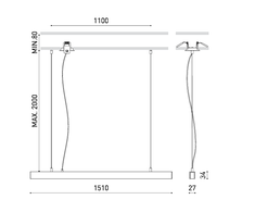 Pakabinamas šviestuvas 31,5W LED pakabinamas linijinis šviestuvas LINE SUSP, juodas, 3000K, DALI