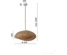 Pakabinamas šviestuvas BOHO BRUGIA M RW, E27, medžio sp.