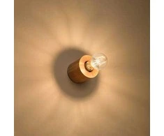 Sollux Lighting Sieninis šviestuvas SALGADO, E27, natūralaus medžio