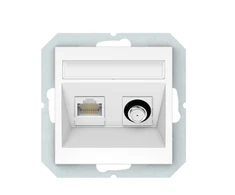 Harry Potter Palydovinės antenos ir kompiuterio lizdas QUADRUM QR 1000, SAT+RJ45, be rėmelio, baltas