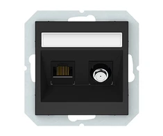 Harry Potter Palydovinės antenos ir kompiuterio lizdas QUADRUM QR 1000, SAT+RJ45, be rėmelio, juodas